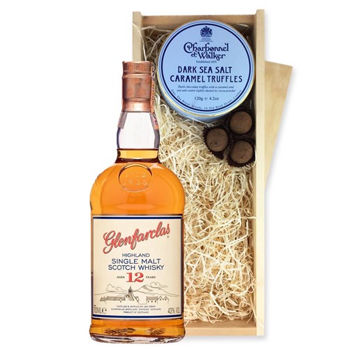 Glenfarclas 12 Year Old Whisky 70cl And Dark Sea Salt Charbonnel Chocolates Box